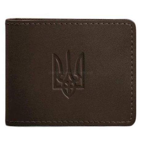 Шкіряна обкладинка для посвідчення з гербом України (темно-коричнева) шкіра Crazy Horse