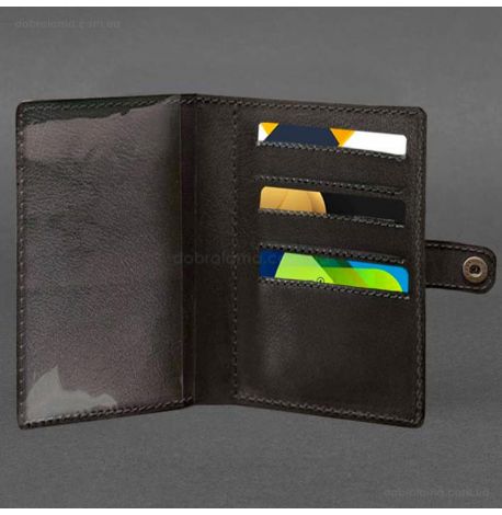 Кожаная обложка-портмоне для военного билета 15.0 (темно-коричневая) кожа Krast