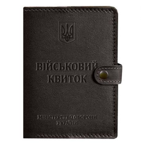 Кожаная обложка-портмоне для военного билета 15.0 (темно-коричневая) кожа Krast