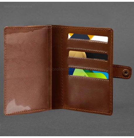 Шкіряна обкладинка-портмоне для військового квитка 15.0 (світло-коричнева) шкіра Crazy Horse