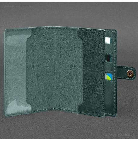 Кожаная обложка-портмоне для военного билета 15.0 (зеленая) кожа Krast