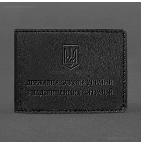 Кожаная обложка для удостоверения ГСЧС (черная) кожа Krast