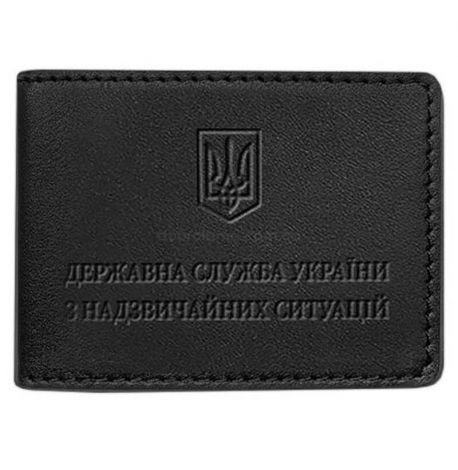 Кожаная обложка для удостоверения ГСЧС (черная) кожа Krast