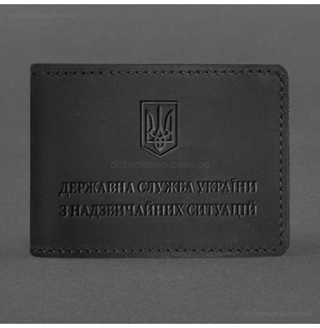 Шкіряна обкладинка для посвідчення ДСНС (чорна) шкіра Crazy Horse
