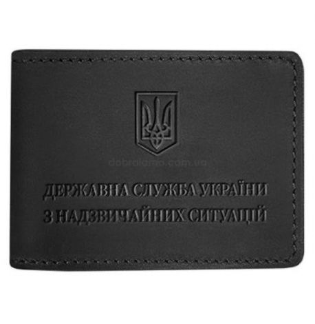 Шкіряна обкладинка для посвідчення ДСНС (чорна) шкіра Crazy Horse