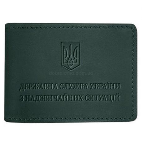 Шкіряна обкладинка для посвідчення ДСНС (зелена) шкіра Crazy Horse