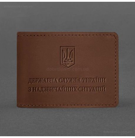Шкіряна обкладинка для посвідчення ДСНС (світло-коричнева) шкіра Crazy Horse