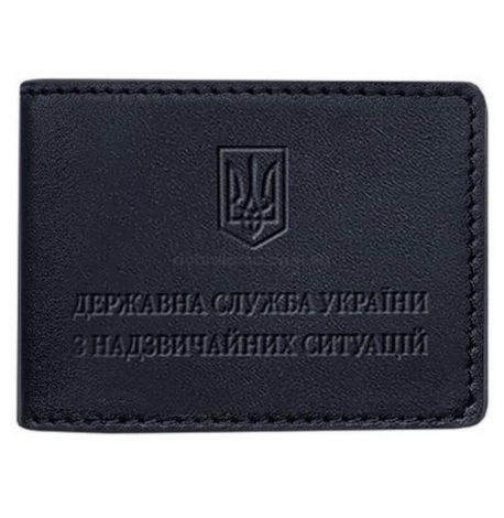 Шкіряна обкладинка для посвідчення ДСНС (темно-синя) шкіра Krast