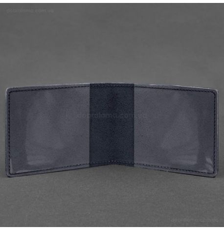 Кожаная обложка для удостоверения ГСЧС (темно-синяя) кожа Crazy Horse