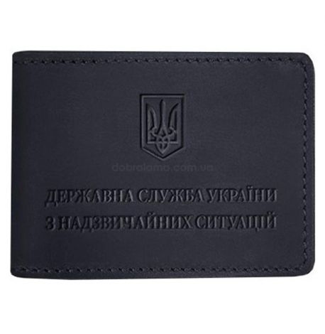Кожаная обложка для удостоверения ГСЧС (темно-синяя) кожа Crazy Horse