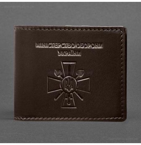 Шкіряна обкладинка для посвідчення Міністерства оборони (темно-коричнева) шкіра Krast