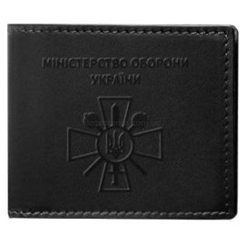 Кожаная обложка для удостоверения Министерства Обороны (черная) кожа Krast
