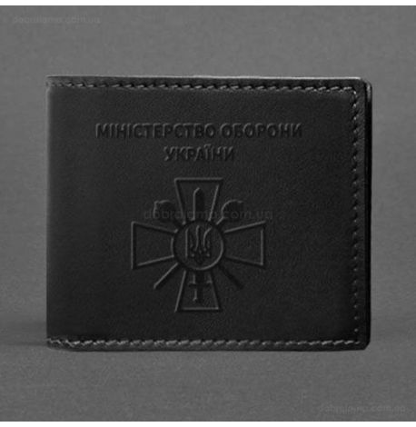Кожаная обложка для удостоверения Министерства Обороны (черная) кожа Krast