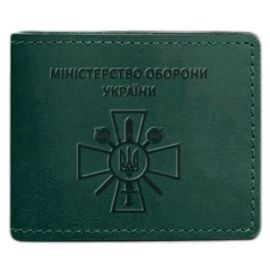 Кожаная обложка для удостоверения Министерства Обороны (зеленая) кожа Crazy Horse