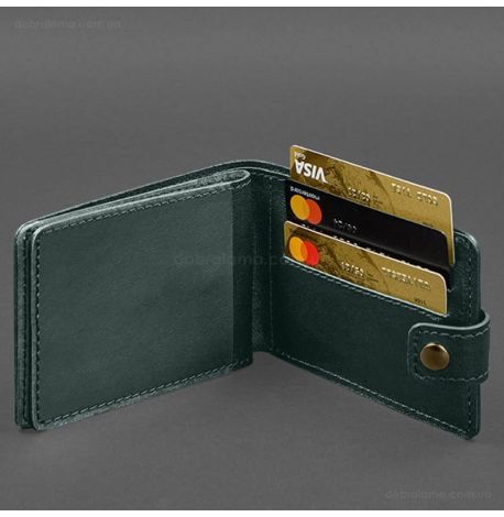 Шкіряна обкладинка-портмоне для посвідчення УБД (зелена)