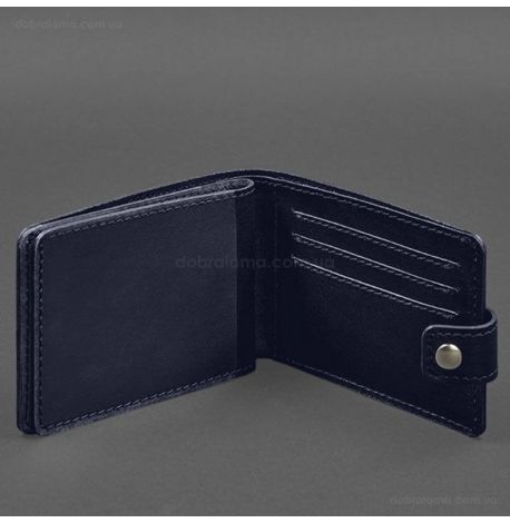 Шкіряна обкладинка-портмоне для посвідчення УБД (темно-синя)