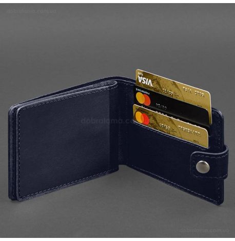 Шкіряна обкладинка-портмоне для посвідчення УБД (темно-синя)