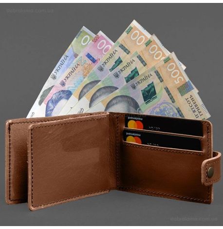 Кожаная обложка-портмоне для картонного удостоверения УБД (светло-коричневая)