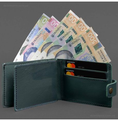 Кожаная обложка-портмоне для картонного удостоверения УБД (зеленая)