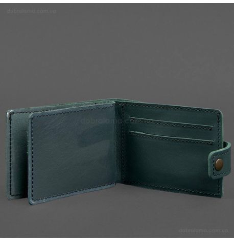 Кожаная обложка-портмоне для картонного удостоверения УБД (зеленая)