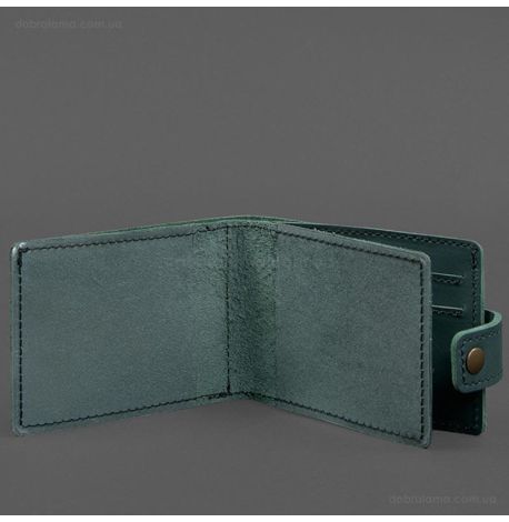 Кожаная обложка-портмоне для картонного удостоверения УБД (зеленая)