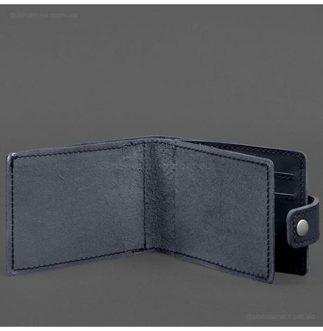 Кожаная обложка-портмоне для картонного удостоверения УБД (темно-синяя)