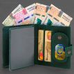 Кожаная обложка-портмоне для удостоверения офицера с карманом для жетона 11.1 (зеленая) кожа Crazy Horse