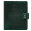 Кожаная обложка-портмоне для удостоверения офицера с карманом для жетона 11.1 (зеленая) кожа Crazy Horse