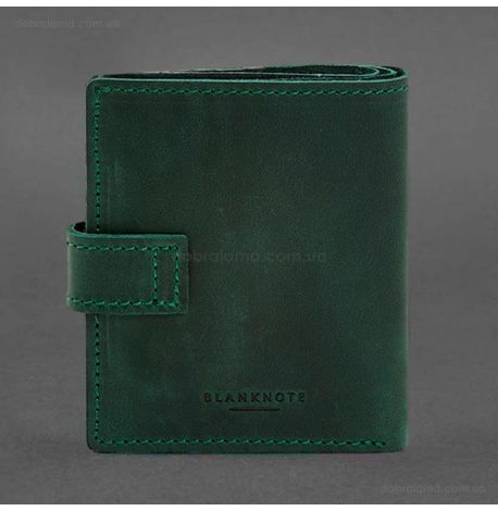 Кожаная обложка-портмоне для удостоверения офицера с карманом для жетона 11.1 (зеленая) кожа Crazy Horse