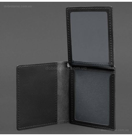 Шкіряна обкладинка для посвідчення офіцера ДПСУ (чорна)