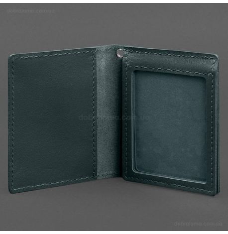 Шкіряна обкладинка для посвідчення офіцера ДПСУ (зелена)