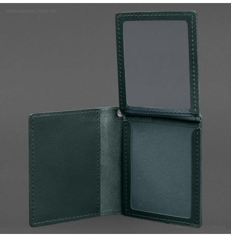 Шкіряна обкладинка для посвідчення офіцера ДПСУ (зелена)