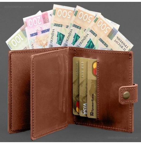 Кожаная обложка-портмоне для удостоверения офицера ГПСУ 11.2 (светло-коричневая) кожа Crazy Horse