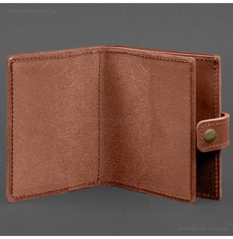 Кожаная обложка-портмоне для удостоверения офицера ГПСУ 11.2 (светло-коричневая) кожа Crazy Horse
