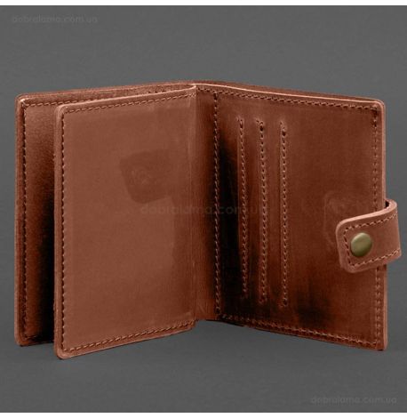 Кожаная обложка-портмоне для удостоверения офицера ГПСУ 11.2 (светло-коричневая) кожа Crazy Horse