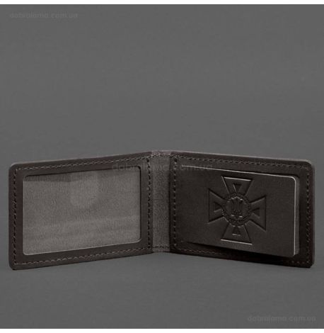 Шкіряна обкладинка з кишенею для посвідчення ДСНС (темно-коричнева)