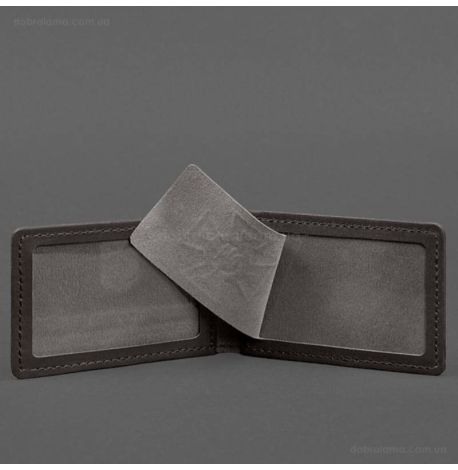 Шкіряна обкладинка з кишенею для посвідчення ДСНС (темно-коричнева)