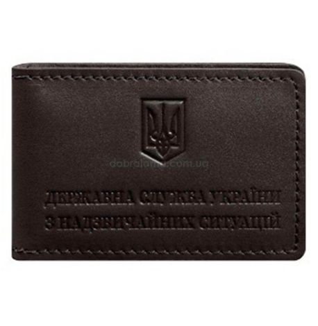 Шкіряна обкладинка з кишенею для посвідчення ДСНС (темно-коричнева)