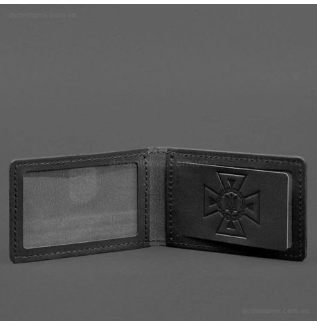 Кожаная обложка с карманом для удостоверения ГСЧС (черная)