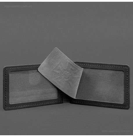 Кожаная обложка с карманом для удостоверения ГСЧС (черная)