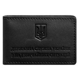 Шкіряна обкладинка з кишенею для посвідчення ДСНС (чорна)