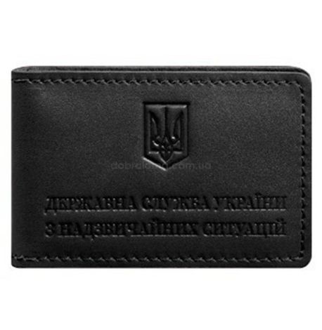 Кожаная обложка с карманом для удостоверения ГСЧС (черная)