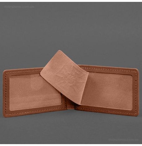 Шкіряна обкладинка з кишенею для посвідчення ДСНС (світло-коричнева)