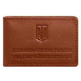 Кожаная обложка с карманом для удостоверения ГСЧС (светло-коричневая)