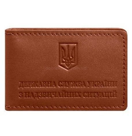 Шкіряна обкладинка з кишенею для посвідчення ДСНС (світло-коричнева)