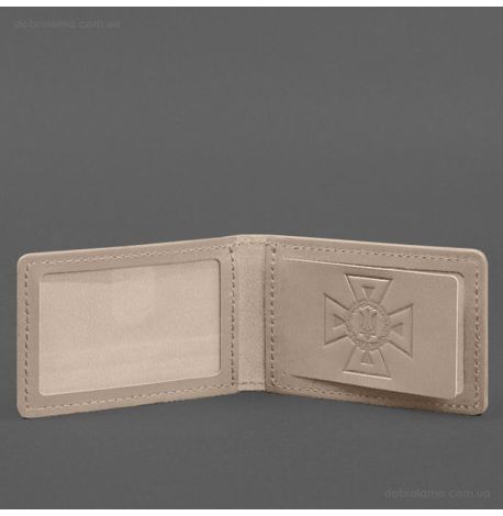 Кожаная обложка с карманом для удостоверения ГСЧС (светло-бежевая)