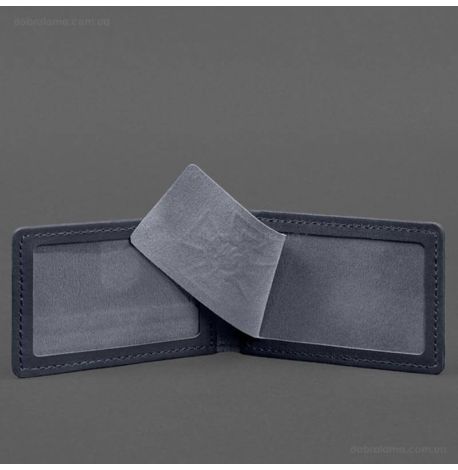 Шкіряна обкладинка з кишенею для посвідчення ДСНС (темно-синя)