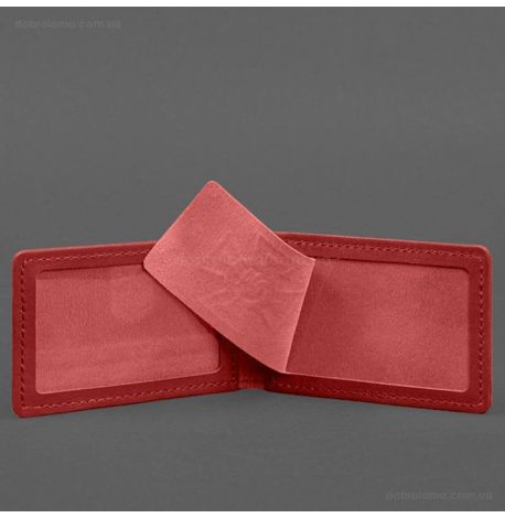 Кожаная обложка с карманом для удостоверения ГСЧС (красная)