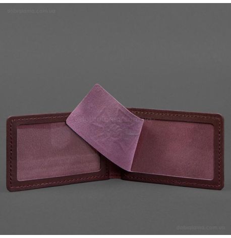 Кожаная обложка с карманом для удостоверения ГСЧС (бордовая)