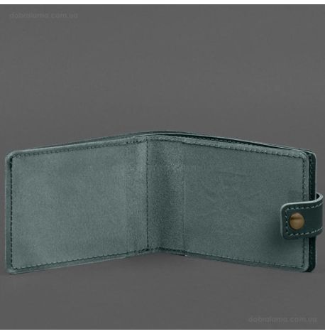 Кожаная обложка-портмоне для удостоверения ГСЧС (зеленая)